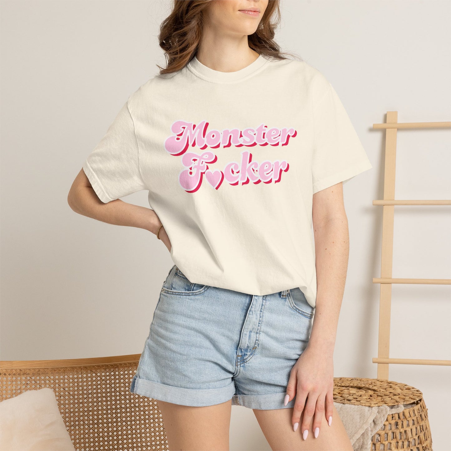 Monster F*cker T-Shirt — Pink Retro Script Graphic Tee