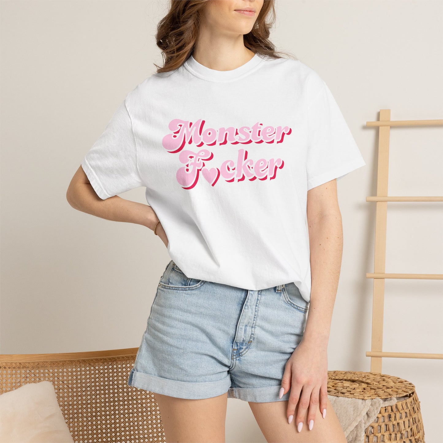 Monster F*cker T-Shirt — Pink Retro Script Graphic Tee