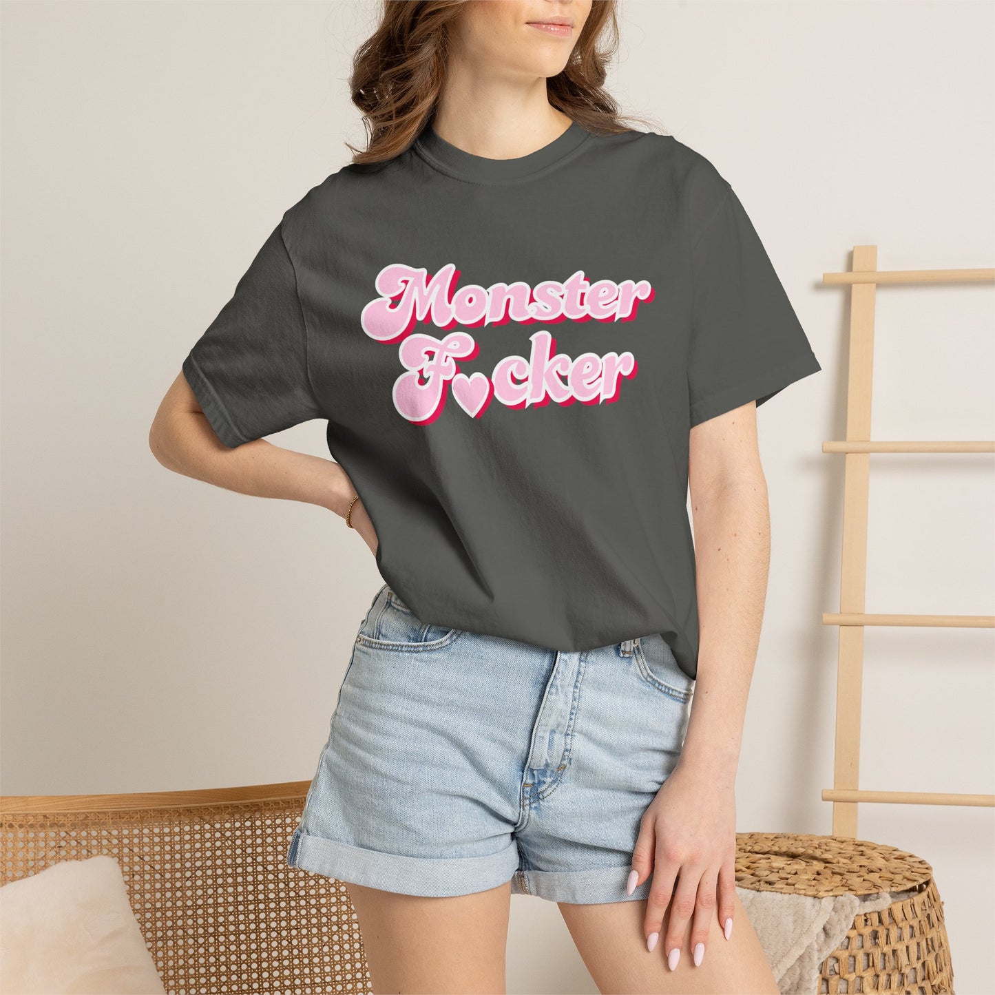 Monster F*cker T-Shirt — Pink Retro Script Graphic Tee