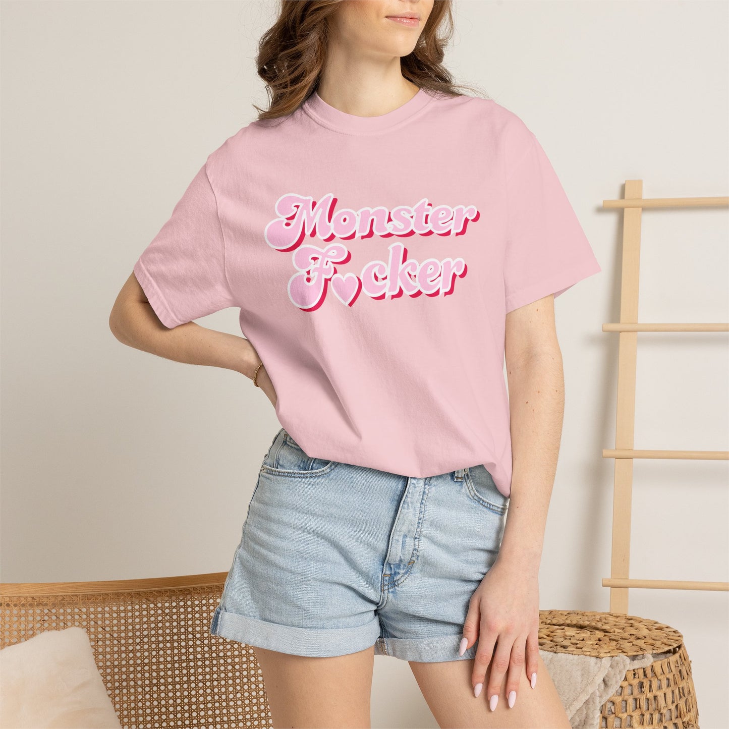 Monster F*cker T-Shirt — Pink Retro Script Graphic Tee
