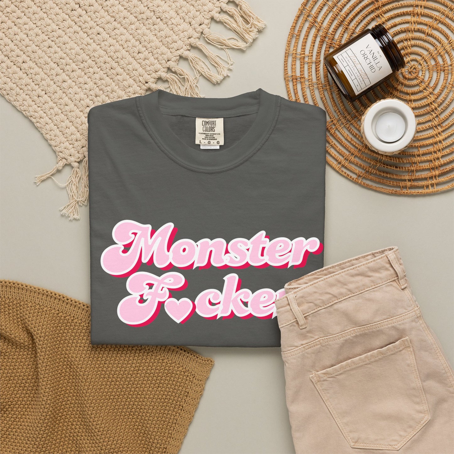 Monster F*cker T-Shirt — Pink Retro Script Graphic Tee