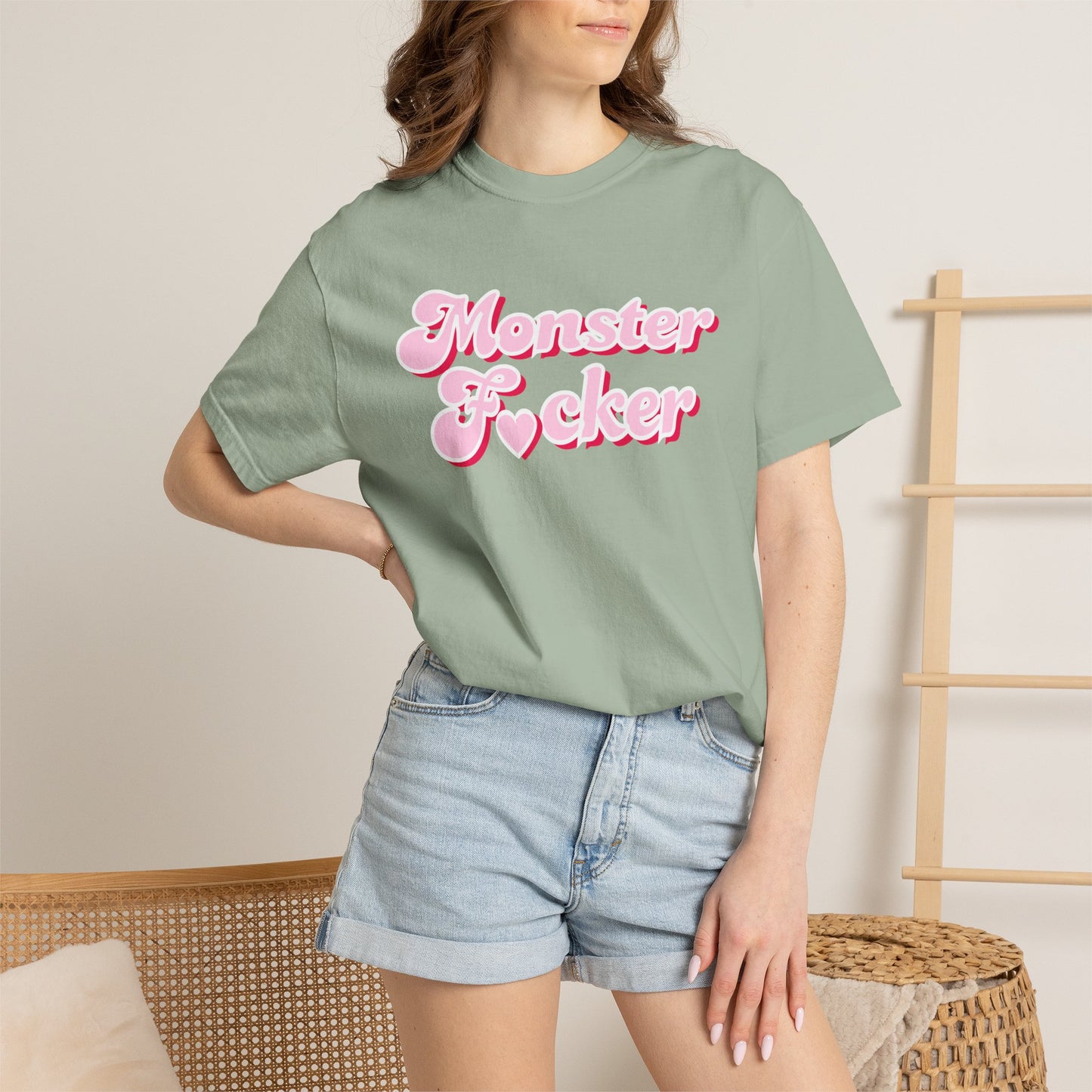 Monster F*cker T-Shirt — Pink Retro Script Graphic Tee
