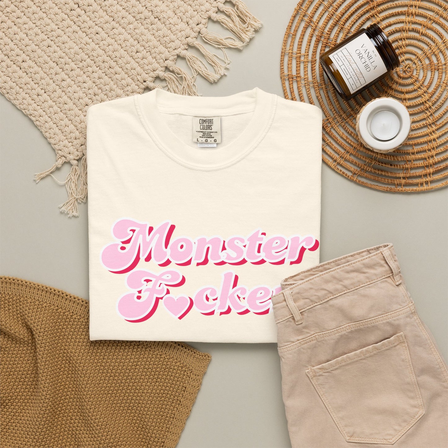 Monster F*cker T-Shirt — Pink Retro Script Graphic Tee