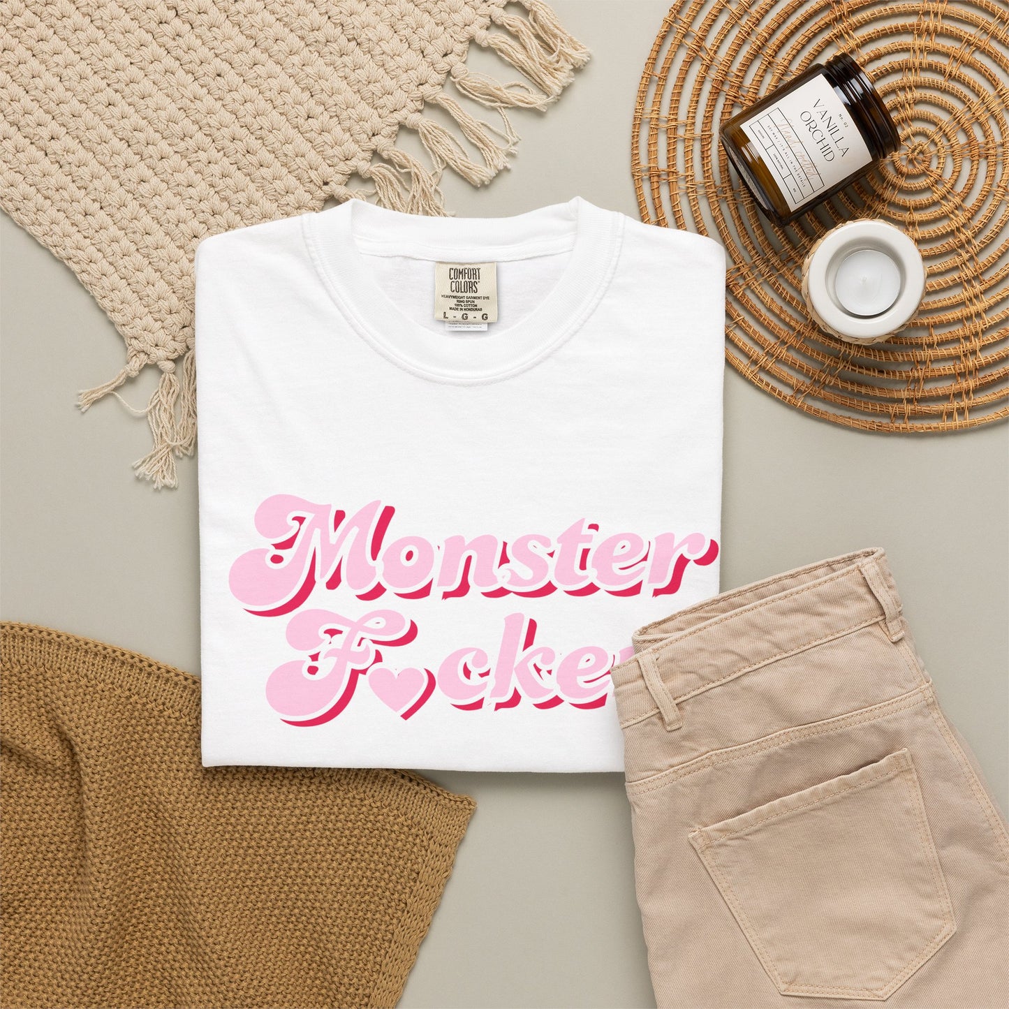 Monster F*cker T-Shirt — Pink Retro Script Graphic Tee